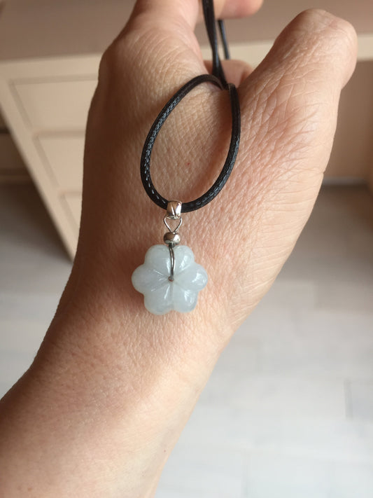 Type A 100% Natural light green/white 3D jadeite Jade flower Pendant AX148