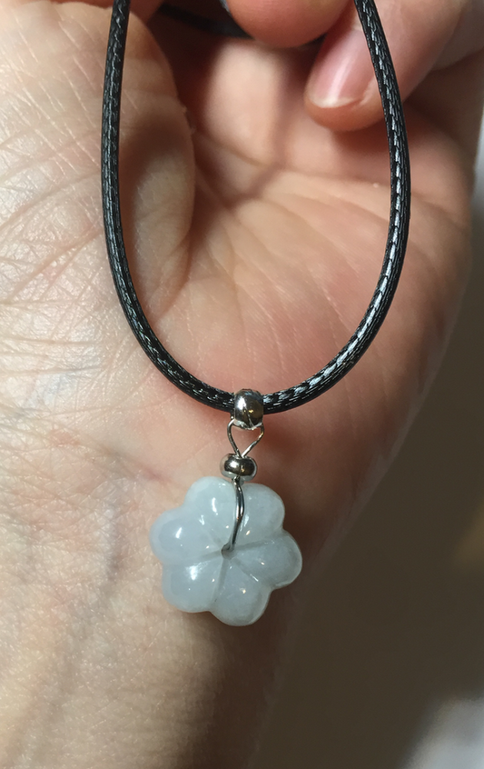 Type A 100% Natural light green/white 3D jadeite Jade flower Pendant AX148