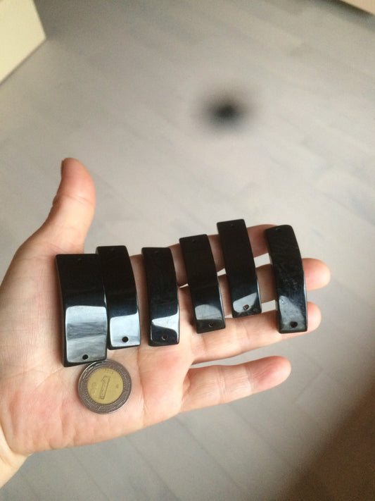 100% natural type A black jadeite jade (mocui, 墨翠) rectangle bead/craft supplies AY78