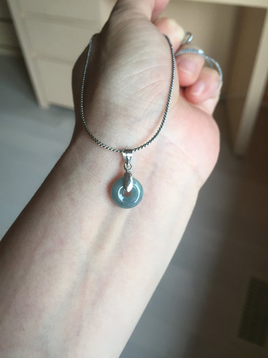 9.8-10mm 100% natural type A blue/green/yellow/gray Guatemala Jadeite Jade small safe and sound donuts button pendant group BP61 (add-on items)