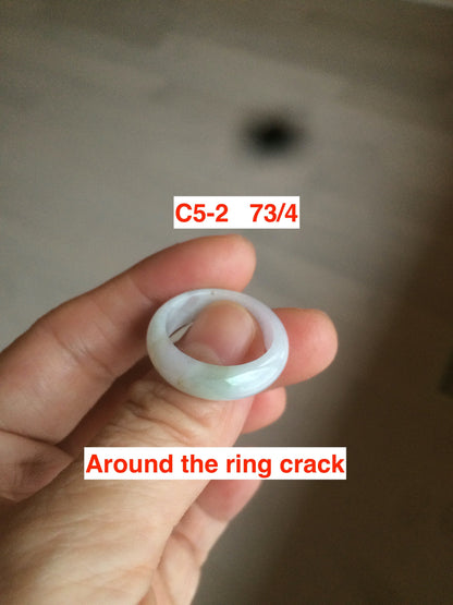 Size 3-10 1/4 100% natural type A gree/white/purple/yellow jadeite jade band ring C5 (Add on item! not sale individually)