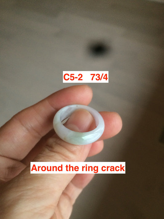 Size 3-10 1/4 100% natural type A gree/white/purple/yellow jadeite jade band ring C5 (Add on item! not sale individually)