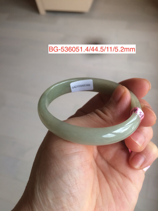 45-49.2mm Type A 100% Natural light green/yellow/gray Jadeite Jade bangle for little kids/small adult hand BG3