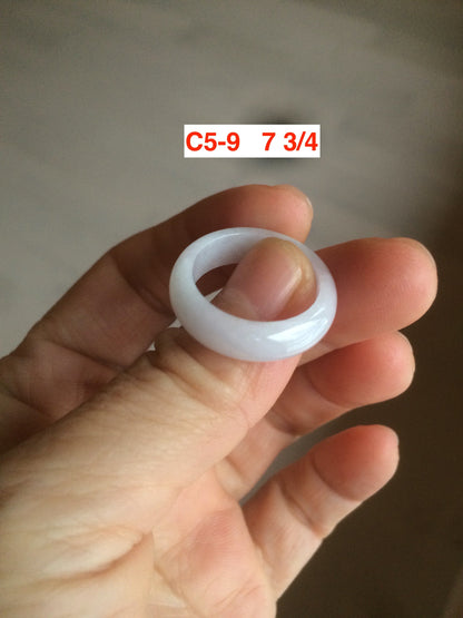 Size 3-10 1/4 100% natural type A gree/white/purple/yellow jadeite jade band ring C5 (Add on item! not sale individually)