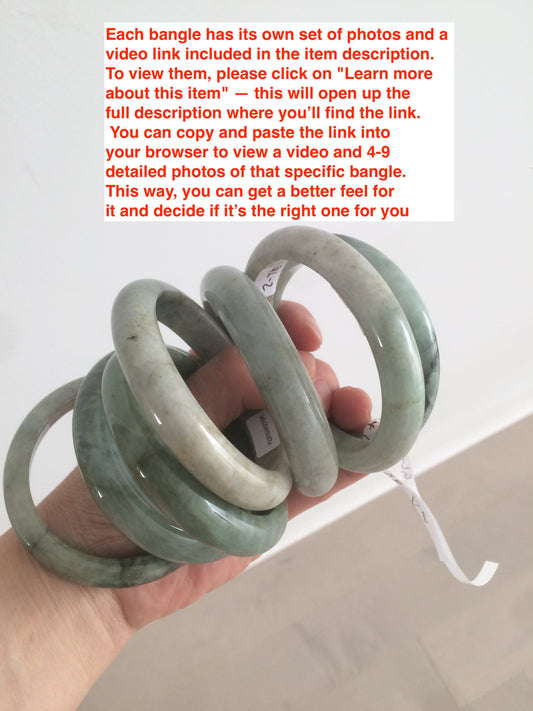 52-63mm certified Type A 100% Natural dark green/white/black Jadeite Jade bangle group with defects GL1