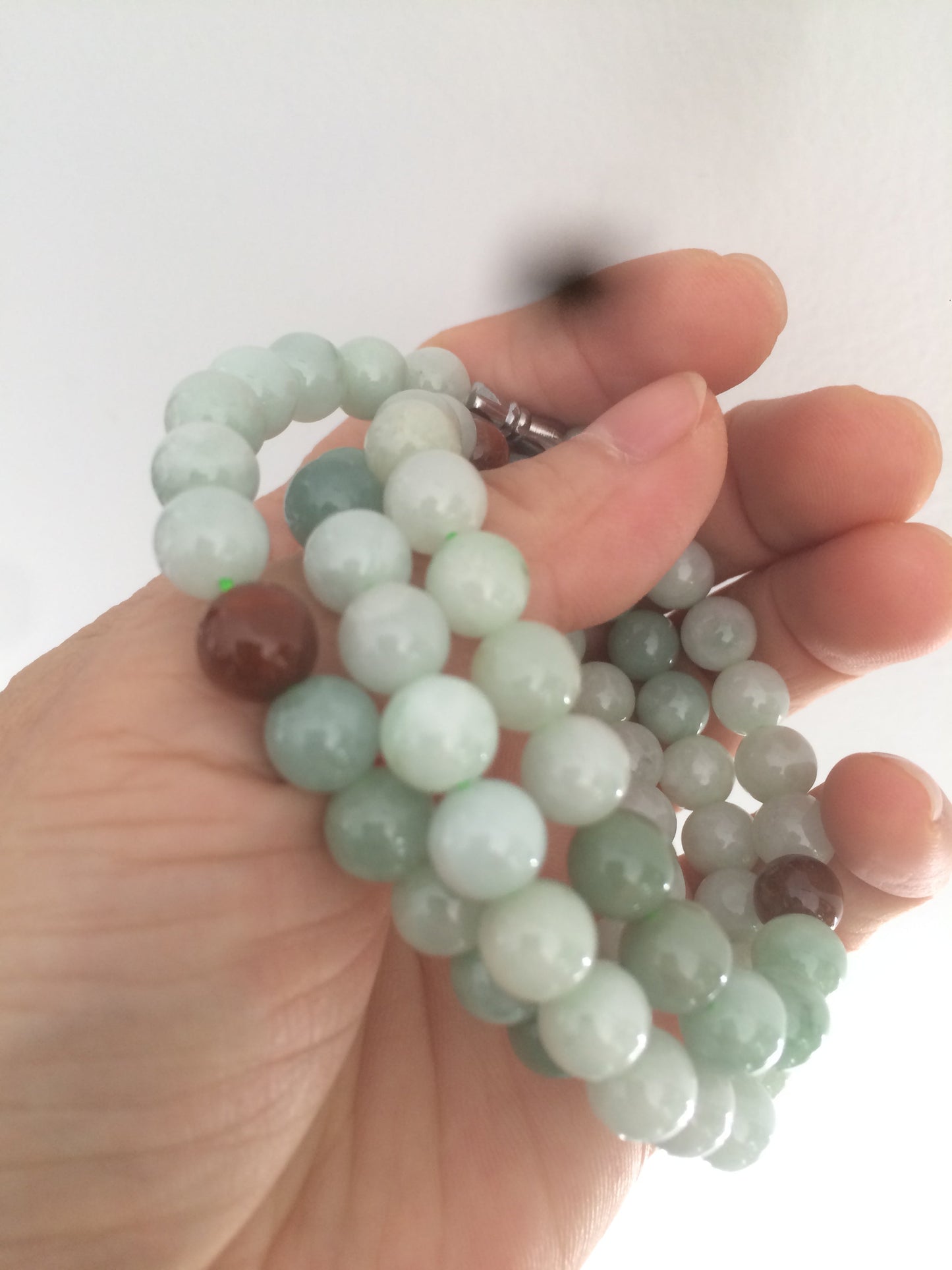 7.8-8mm 100% Natural type A light green/red/white jadeite jade beads necklace SN-2