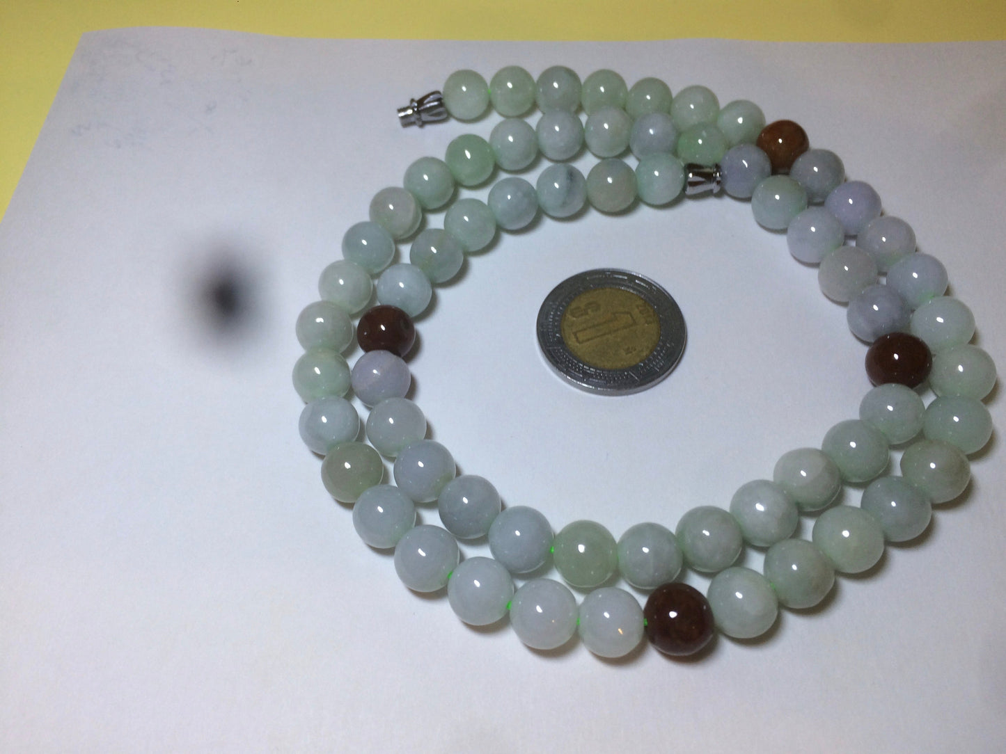 7.8-8mm 100% Natural type A light green/red/white jadeite jade beads necklace SN-2