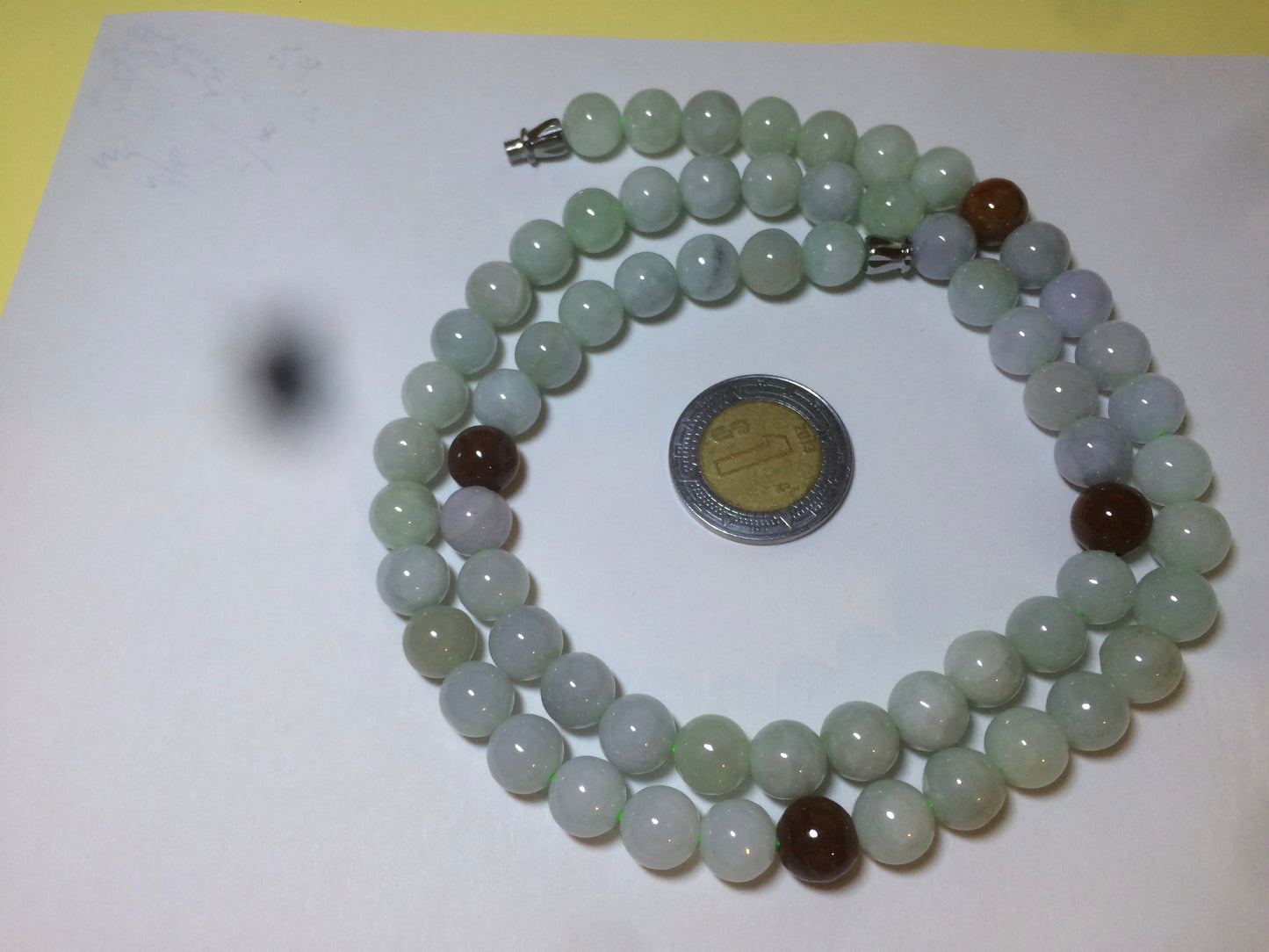 7.8-8mm 100% Natural type A light green/red/white jadeite jade beads necklace SN-2
