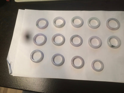 Size 3-10 1/4 100% natural type A gree/white/purple/yellow jadeite jade band ring C5 (Add on item! not sale individually)