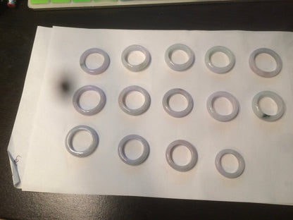 Size 3-10 1/4 100% natural type A gree/white/purple/yellow jadeite jade band ring C5 (Add on item! not sale individually)