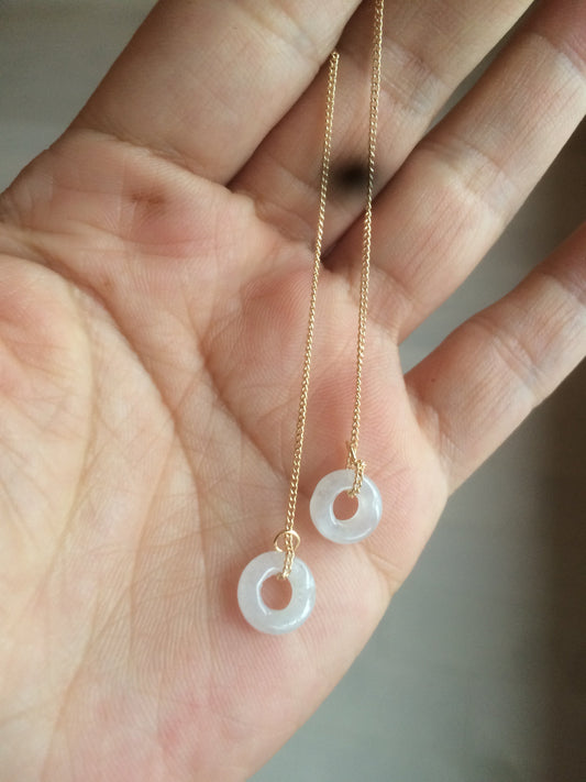 100% Natural icy watery white/green/brown ring dangling jadeite Jade earring C10 Add one item. Not sale alone