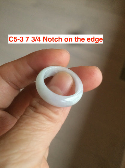 Size 3-10 1/4 100% natural type A gree/white/purple/yellow jadeite jade band ring C5 (Add on item! not sale individually)