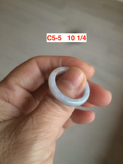 Size 3-10 1/4 100% natural type A gree/white/purple/yellow jadeite jade band ring C5 (Add on item! not sale individually)