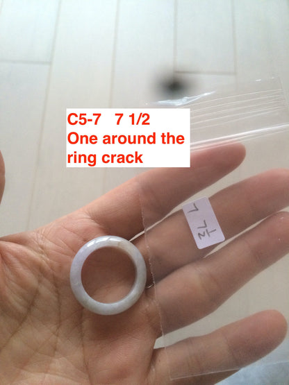 Size 3-10 1/4 100% natural type A gree/white/purple/yellow jadeite jade band ring C5 (Add on item! not sale individually)