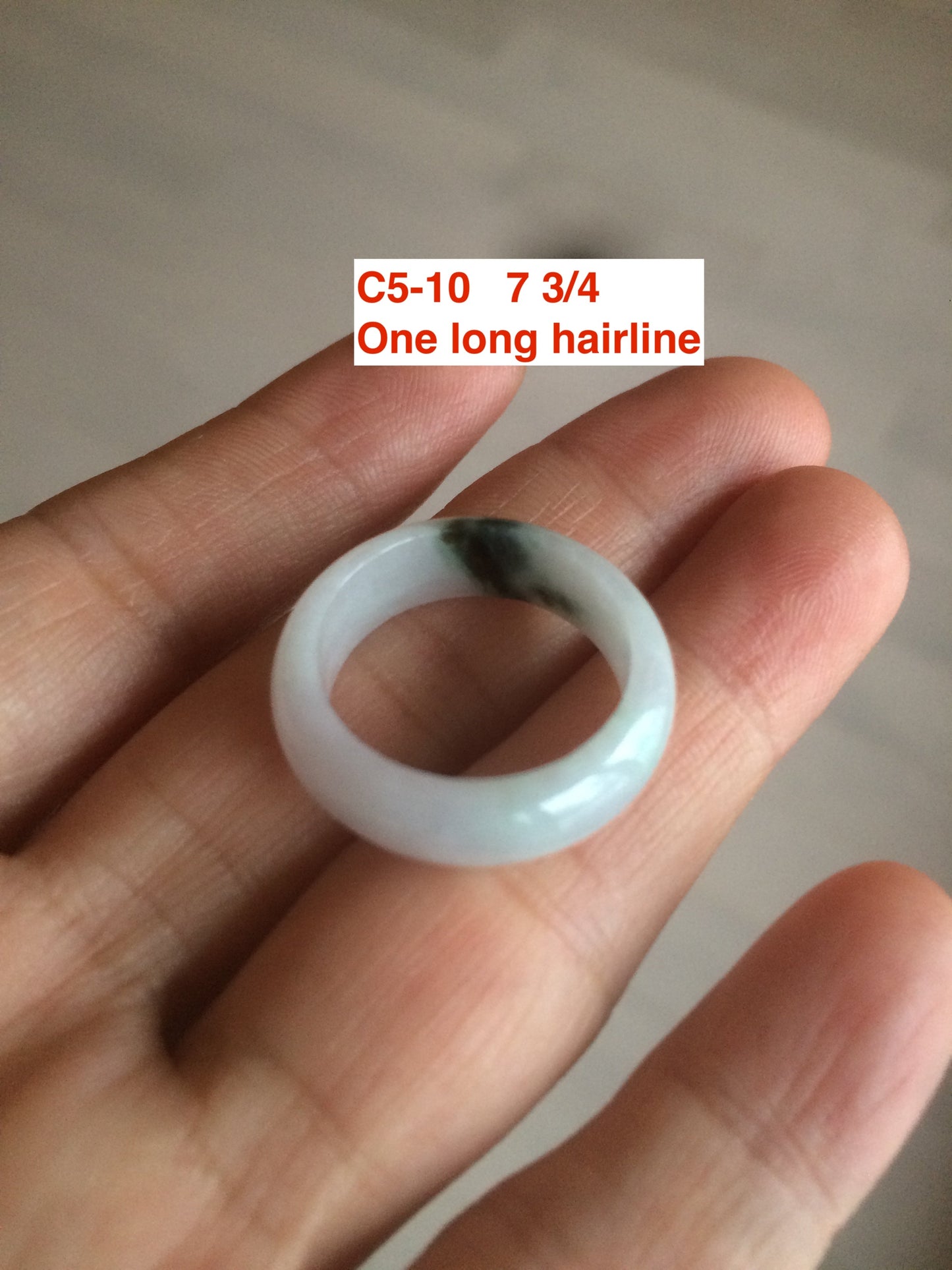 Size 3-10 1/4 100% natural type A gree/white/purple/yellow jadeite jade band ring C5 (Add on item! not sale individually)