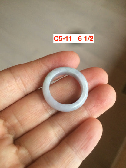 Size 3-10 1/4 100% natural type A gree/white/purple/yellow jadeite jade band ring C5 (Add on item! not sale individually)