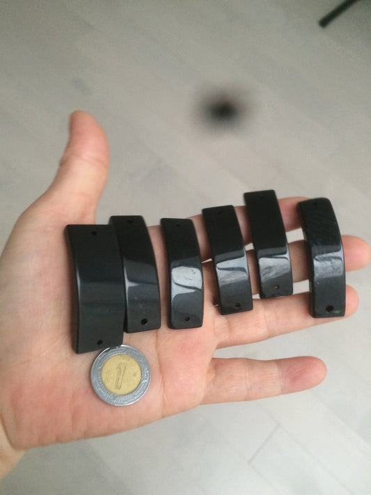 100% natural type A black jadeite jade (mocui, 墨翠) rectangle bead/craft supplies AY78