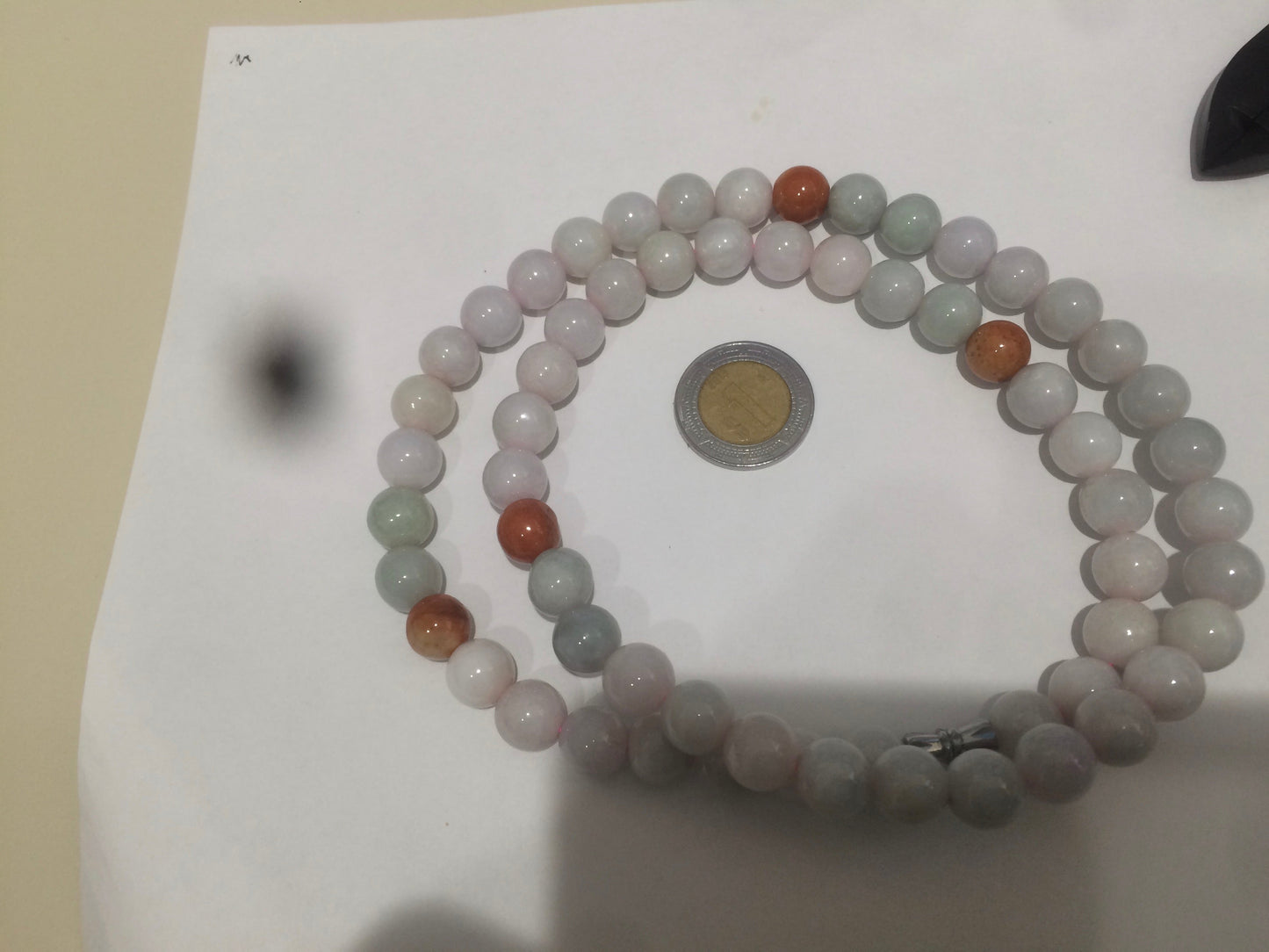 9.2-9.5mm 100% Natural type A light green/purple/red/white jadeite jade beads necklace S3