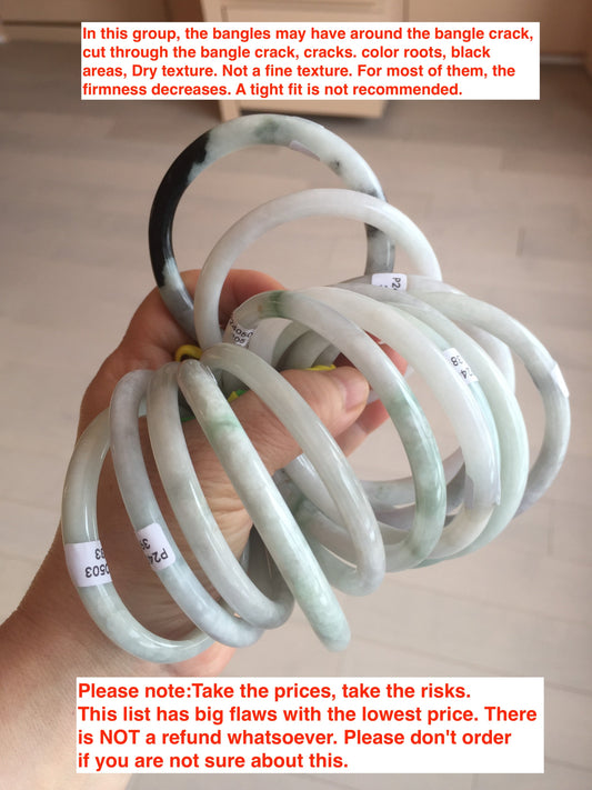 54-60mm certified Type A 100% Natural light green Jadeite Jade bangle GC20/23 (add on item)
