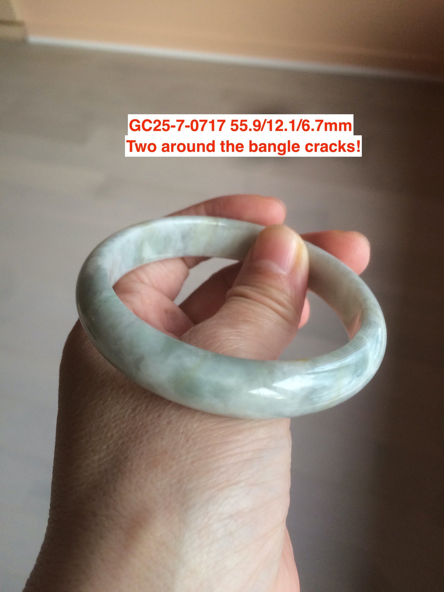 Sale! Certified type A 100% 55-61mm Natural green/white/purple Jadeite bangle group AG6