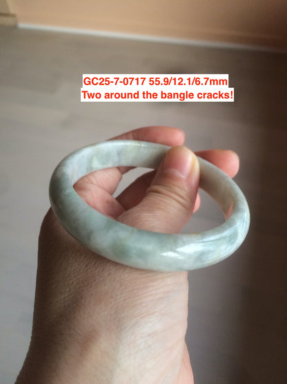 Sale! Certified type A 100% 55-61mm Natural green/white/purple Jadeite bangle group AG6