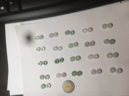 100% Natural icy watery white/green/brown/purple ring dangling jadeite Jade earring C121