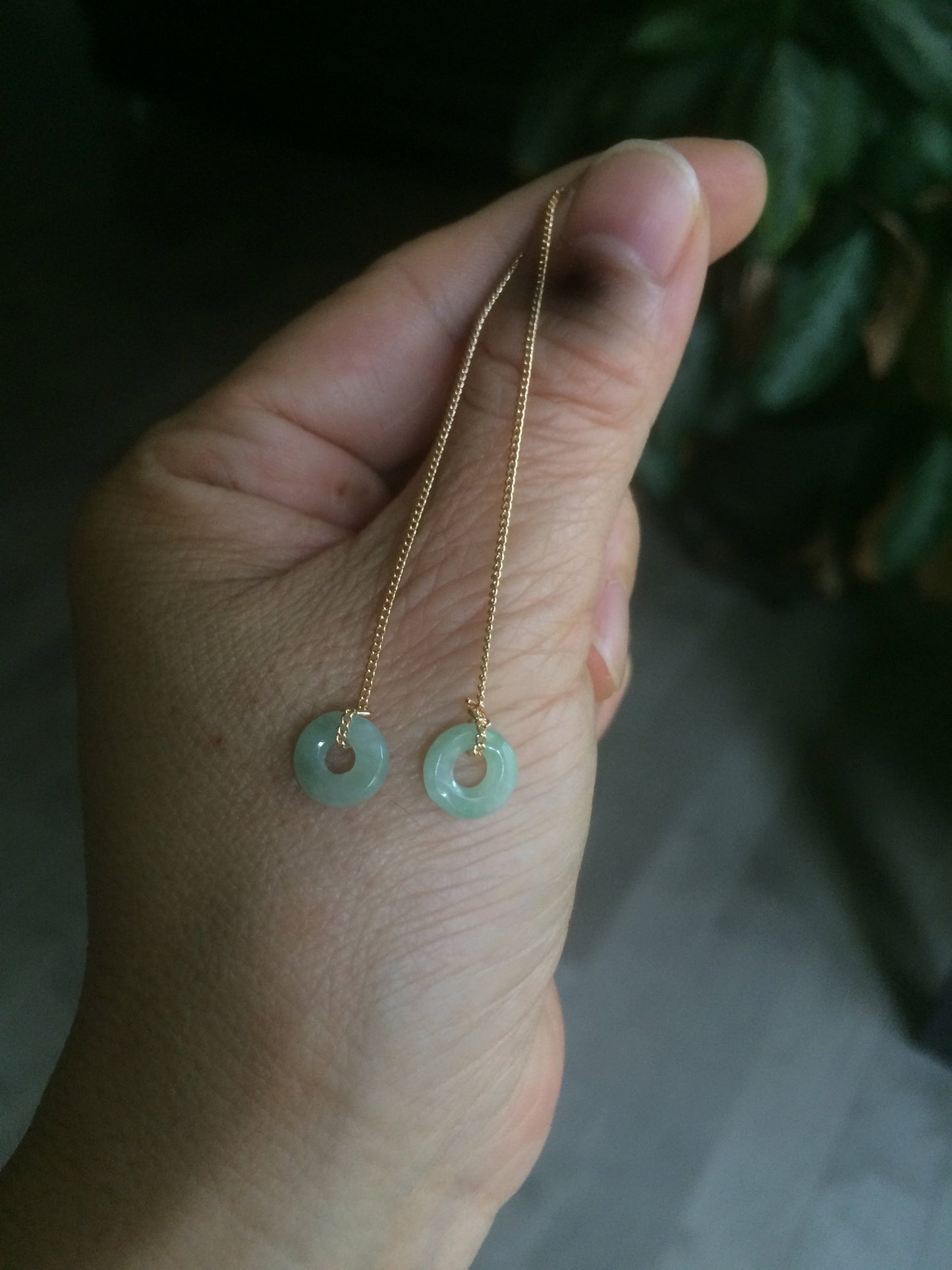 100% Natural icy watery white/green/brown/purple ring dangling jadeite Jade earring C121