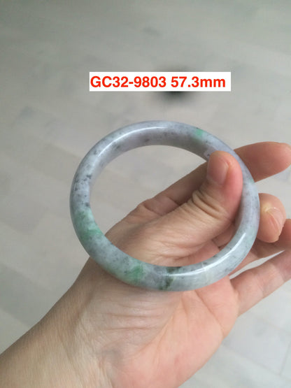 Sale! Certified type A 100% 55-61mm Natural green/white/purple Jadeite bangle group AG6